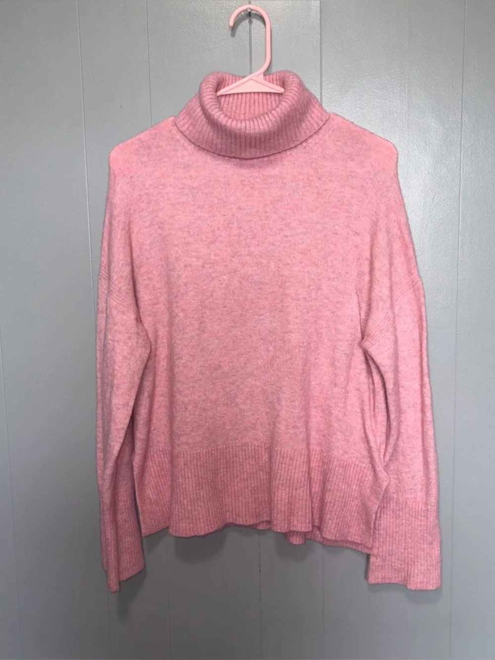J. Crew Rose Heathered Pink Supersoft Yarn Alpaca Blend Turtleneck Sweater Med